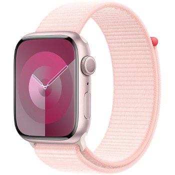 Apple Watch 9, GPS, Carcasa Pink Aluminium 45mm, Light Pink Sport Loop, Apple