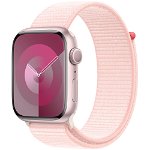 Apple Watch 9, GPS, Carcasa Pink Aluminium 45mm, Light Pink Sport Loop, Apple