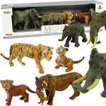 Figurină LeanToys Set figurine Africa Elefanți Tigri Animale sălbatice, LeanToys