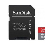Card memorie SanDisk microSD Ultra UHS-I Class 10 64GB + SD Adaptor