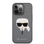 Husa Karl Lagerfeld Saffiano Karl Head Silver pentru Apple iPhone 13 Pro