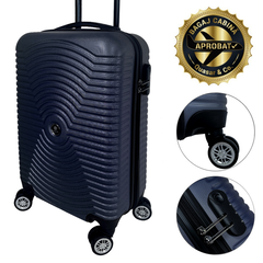 Troler cabina avion, Quasar & Co., Model Air Circle, 4 roti, ABS, inchidere cifru, 58 x 36 x 20 cm, bleumarin