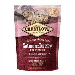 Carnilove Healthy Growth Kitten, Somon și Curcan, hrană uscată fără cereale pisici junior, 400g, Carnilove