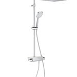 Sistem de dus termostatat Roca Deck-T Square cu polita, dus fix 36x24 cm, para dus 4 functii, crom