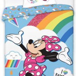 PROMO 1+1 CADOU Lenjerie de pat licenta Disney Minnie Rainbows 140 200 cm,FRA577651, Minnie Mouse