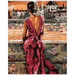 Set pictura pe numere Lady in red 1030, Painting by numbers