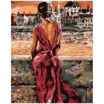 Set pictura pe numere Lady in red 1030, Painting by numbers