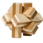 Joc logic IQ din lemn bambus Knot, cutie metal, Fridolin, 8-9 ani +, Fridolin