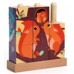 Puzzle vertical cu cuburi Djeco, Puzz-Up Forest, 2-3 ani +, Djeco