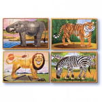 Set 4 puzzle lemn in cutie - Animale salbatice Melissa&Doug MD3796