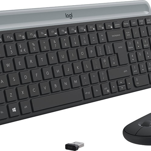 Kit tastatura + mouse wireless Logitech MK470, Slim, Negru Grafit