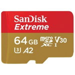 Card de memorie Sandisk microSDXC Extreme 64 GB UHS I V30 160 MB s A1, Nova Line M.D.M.
