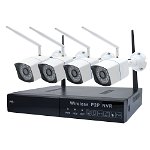 Kit supraveghere video PNI PNI-WF550 House WiFi550 NVR 8 canale 1080P si 4 camere wireless de exterior 720P, P2P, IP66, iESIRI v, PNI