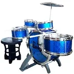 Set de Tobe cu Scaunel pentru Copii Jazz Drum, SALAMANDRA KIDS® Albastru