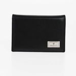 CORNELIANI Leather Sport Card Holder With Silver Tag Logo Black, CORNELIANI