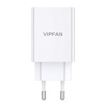 Incarcator priza Vipfan E03 Compatibil cu Apple, 1x USB cu cablu de incarcare Lightning, 18W, QC 3.0, Plastic, Alb
