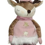 Figurina Deer standing Boy, Decoris, 24x15x78 cm, poliester, roz, Decoris