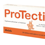 Protectis cu vitamina D3 800UI cu aroma de portocale, 10 tablete masticabile, BioGaia, Protectis
