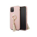 Husa iPhone 11 Pro Guess Saffiano Ring Stand Roz