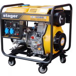 Stager YDE6500E Generator open frame 4.5kW, monofazat, diesel, pornire la cheie, STAGER