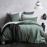 Set husa de pilota si 2 fete de perna Mildly, bumbac, verde/alb, 200 x 200 cm