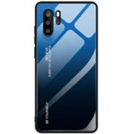 Husa Capac Spate Gradient Glass Durable Cover With Tempered Glass Black-Blue Multicolor HUAWEI P30 Pro