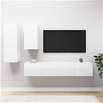 vidaXL Set de dulapuri TV, 4 piese, alb extralucios, lemn prelucrat