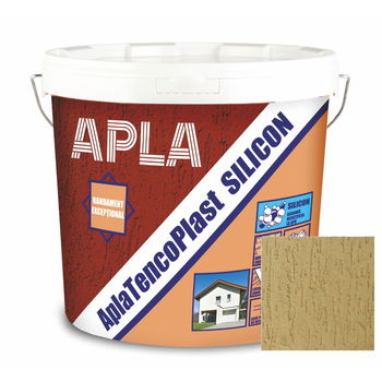 Tencuiala decorativa siliconica Apla TencoPlast, aspect scoarta de copac, granulatie 2 mm, exterior, Sicilia, 24 kg, Apla