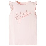 Tricou pentru copii cu mâneci cu volane, roz pal, 104, vidaXL
