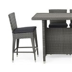 Set mobilier pentru gradina Contempo, masa + 4 scaune, gri/negru, Maison