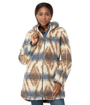 Imbracaminte Femei LLBEAN Mountain Pile Fleece Coat Stripe Rustic Brown Ombre, L.L.BEAN