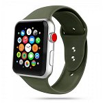 Curea Smooth Band Upzz Tech Protect ,compatibila Cu Apple Watch 1/2/3/4/5 (42/44mm), Army Verde