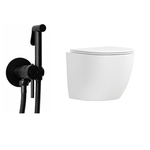 Set vas wc suspendat Matilda Alb cu Dus igienic Rea Loop Negru Mat, Rea