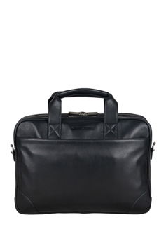 Genti Femei Ben Sherman Premium Karino Leather Double Compartment Briefcase BLACK