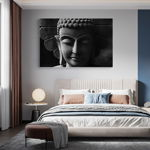 Tablou canvas cap statuie Buddha alb negru 1275 - Material produs:: Poster pe hartie FARA RAMA, Dimensiunea:: 70x100 cm, 