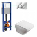 Clapeta actionare rezervor WC incastrat Cersanit Button Presto II, pentru sistemele incastrate Aqua si System (K97-524; K97-526; K97-525), compatibil cu Fresh System, Chrome Gloss