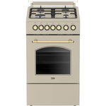 Beko Aragaz Beko FSE52135DCRS, Mixt, 4 arzatoare, Aprindere electrica, Dispozitiv de siguranta plita, Grill, Timer, Gratare fonta, Clasa A, 50 cm, Bej, Beko