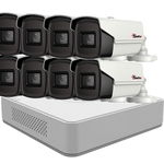 Sistem de supraveghere 8 camere exterior 5MP 2K, 3.6mm, IR 80m, DVR 8 canale Hikvision KITHIK-8X-5MP36IR80, Hikvision