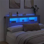 Tăblie de pat cu LED, negru, 160x18,5x103,5 cm, lemn, Casa Practica