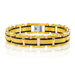 Bijuterii Femei Blackjack Two-Tone Textured Watch Link Bracelet Black And Gold