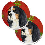 Caroline`s Treasures Cavalier Spaniel roșu și verde fulgi de zăpadă de vacanță de Crăciun Set de 2 Cupa Titular Roşu Large, 