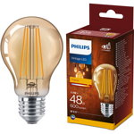 Philips vintage led bulb classic, e27, 5.5w (48w), 600 lm, 2500k, flame, gold