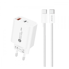 Incarcator Retea Cu Cablu A6MaxL USB-C 20W, Fast Charge 3A, USB-A, USB-C, Alb compatibil Apple, Samsung