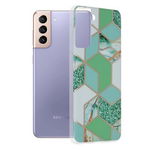 Husa Techsuit - Marble Series pentru Samsung Galaxy S21 Plus - Green Hex