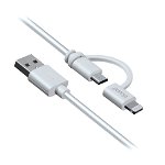 Cablu iSound, 2 in 1, USB la MFI Lightning si MicroUSB, 0.9m, Alb