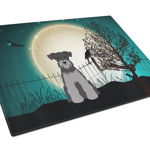 Caroline`s Treasures Halloween înfricoșător miniatură Schnauzer negru argintiu de sticlă de tăiere Bord mare Multicolore 12H x 16W, 