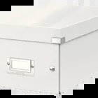Cutie depozitare Leitz WOW Click & Store, carton laminat, pliabila, cu capac, 20x14x35 cm, alb