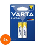 Pachet 5 x Set 2 Baterii Alcaline AA R6 Varta Energy