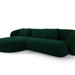 Coltar stanga 4 locuri, Camden, Cosmopolitan Design, 289x177x72 cm, catifea, verde bottle, Cosmopolitan Design