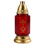 
Candela Felinar din Sticla Alb cu Capac Auriu, Cruce Aurie, 36 Ore
